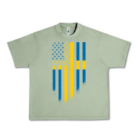 Oil Green Sweden Swedish Roots American Flag | Canadian Roots Urban Heavy Tee - artisFamous