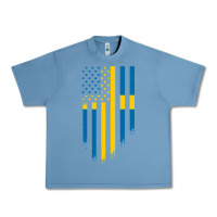 Pebble Blue Sweden Swedish Roots American Flag | Canadian Roots Urban Heavy Tee - artisFamous