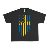 Pigment Black Sweden Swedish Roots American Flag | Canadian Roots Urban Heavy Tee - artisFamous