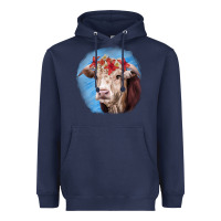 Navy Hereford Bull Heavyweight Hoodie - RanaPortraitStore
