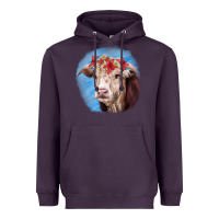Plum Hereford Bull Heavyweight Hoodie - RanaPortraitStore