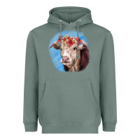 Sage Hereford Bull Heavyweight Hoodie - RanaPortraitStore