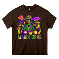 Chocolate Brown Mardi Gras Rainbow Heavy Core Tee - BundleAndBundleShop