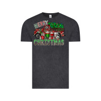 Vintage Black merry christmas  truck Vintage Tee - CowhideDigitalArt
