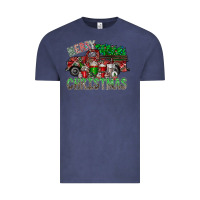 Vintage Denim merry christmas  truck Vintage Tee - CowhideDigitalArt