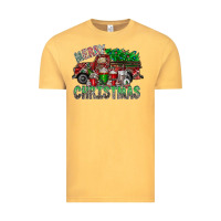 Vintage Mustard merry christmas  truck Vintage Tee - CowhideDigitalArt