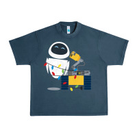 Midnight Navy wall e eve christmas light wrap graphic t shirt Urban Heavy Tee - artisFamous