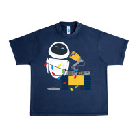 Navy wall e eve christmas light wrap graphic t shirt Urban Heavy Tee - artisFamous