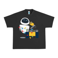 Pigment Black wall e eve christmas light wrap graphic t shirt Urban Heavy Tee - artisFamous