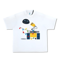 White wall e eve christmas light wrap graphic t shirt Urban Heavy Tee - artisFamous