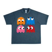 Midnight Navy pacman ghosts cool retro 80s Urban Heavy Tee - artisFamous