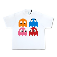 White pacman ghosts cool retro 80s Urban Heavy Tee - artisFamous