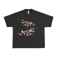 Pigment Black cherry blossom sakura with bird Urban Heavy Tee - artisFamous