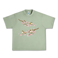 Oil Green cherry blossom sakura with bird Urban Heavy Tee - artisFamous
