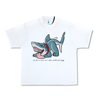 White Sharkdog Sticker Urban Heavy Tee - artisFamous
