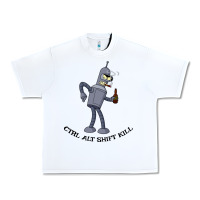 White Futurama Ctrl Alt Shift Kill Bender Urban Heavy Tee - artisFamous