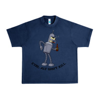 Navy Futurama Ctrl Alt Shift Kill Bender Urban Heavy Tee - artisFamous