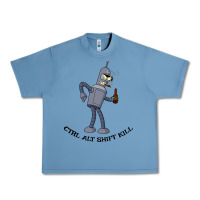 Pebble Blue Futurama Ctrl Alt Shift Kill Bender Urban Heavy Tee - artisFamous