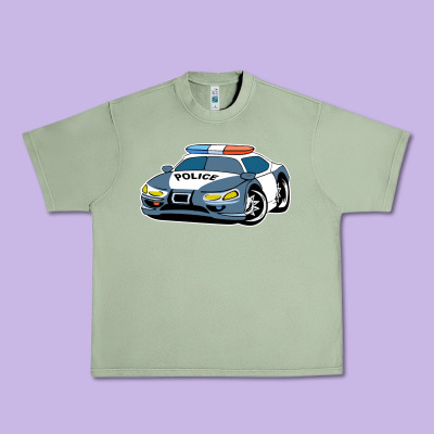 Police Car Urban Heavy Tee Designed By Artisfamous