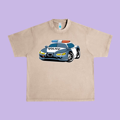Police Car Urban Heavy Tee Designed By Artisfamous