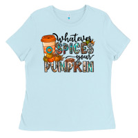 Baby Blue whatever spices your pumpkin Ladies Tee - CowhideDigitalArt
