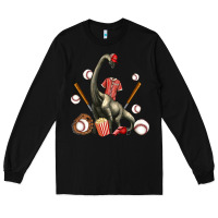 Black brachiosaurus with baseball Long Sleeve Tee - Artiststas