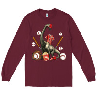 Burgundy brachiosaurus with baseball Long Sleeve Tee - Artiststas