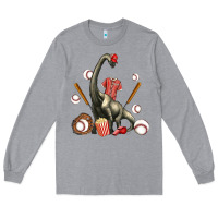 Heather Grey brachiosaurus with baseball Long Sleeve Tee - Artiststas