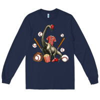 Brachiosaurus With Baseball Long Sleeve Tee | Teevron