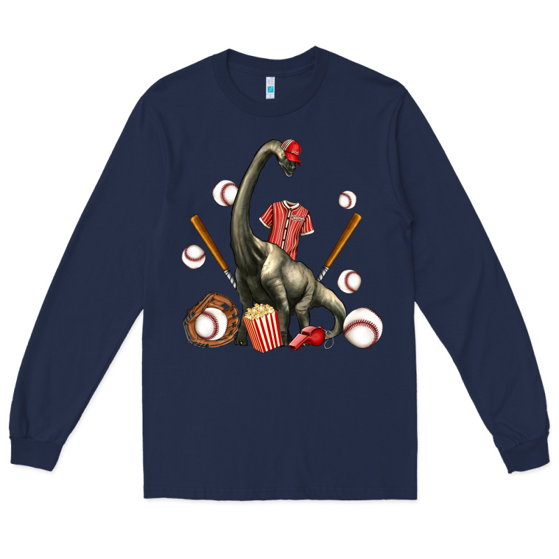 Brachiosaurus With Baseball Long Sleeve Tee by Artiststas | Teevron