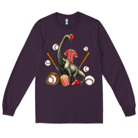 Plum brachiosaurus with baseball Long Sleeve Tee - Artiststas