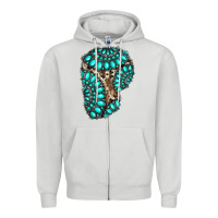 Dove Grey gemstone cowhide patches Zipper Hoodie - RanaPortraitStore