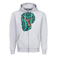 Heather Grey gemstone cowhide patches Zipper Hoodie - RanaPortraitStore