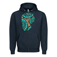 Navy gemstone cowhide patches Zipper Hoodie - RanaPortraitStore