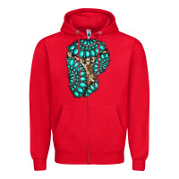 Red gemstone cowhide patches Zipper Hoodie - RanaPortraitStore