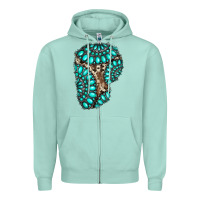 Seafoam gemstone cowhide patches Zipper Hoodie - RanaPortraitStore