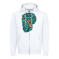 White gemstone cowhide patches Zipper Hoodie - RanaPortraitStore