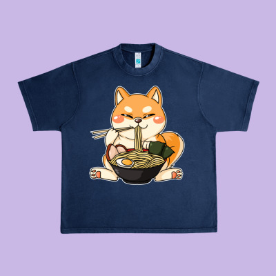 Shiba Inu Dog Ramen Urban Heavy Tee Designed By Artisfamous