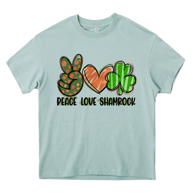 Peace Love Shamrock Heavy Core Tee by FaDigitalArtStudio | Teevron