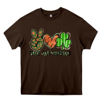 Chocolate Brown peace love shamrock Heavy Core Tee - FaDigitalArtStudio