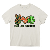 Cream peace love shamrock Heavy Core Tee - FaDigitalArtStudio