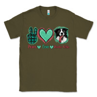 Army Green Peace Love Border Collie Classic Tee - Jasminsmagicworld