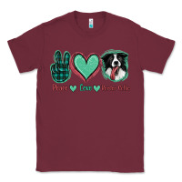 Burgundy Peace Love Border Collie Classic Tee - Jasminsmagicworld