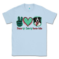 Dusty Blue Peace Love Border Collie Classic Tee - Jasminsmagicworld