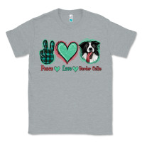 Heather Grey Peace Love Border Collie Classic Tee - Jasminsmagicworld