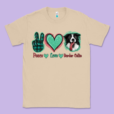 Peace Love Border Collie Classic Tee Designed By Jasminsmagicworld