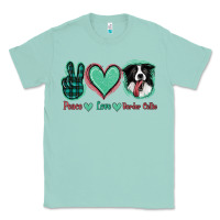 Seafoam Peace Love Border Collie Classic Tee - Jasminsmagicworld