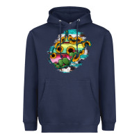 Navy west virginia map sunflower cactus serape Heavyweight Hoodie - RanaPortraitStore