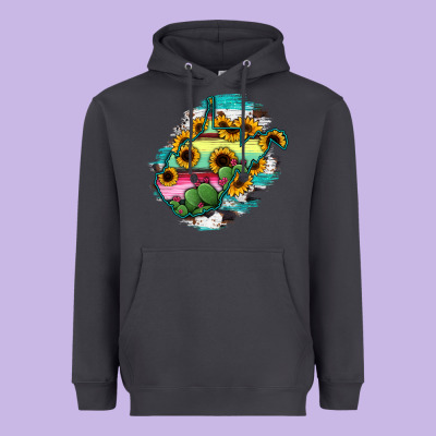 West Virginia Map Sunflower Cactus Serape Heavyweight Hoodie Designed By Ranaportraitstore