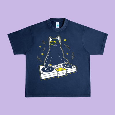 Cat Dj Urban Heavy Tee Designed By Artisfamous
